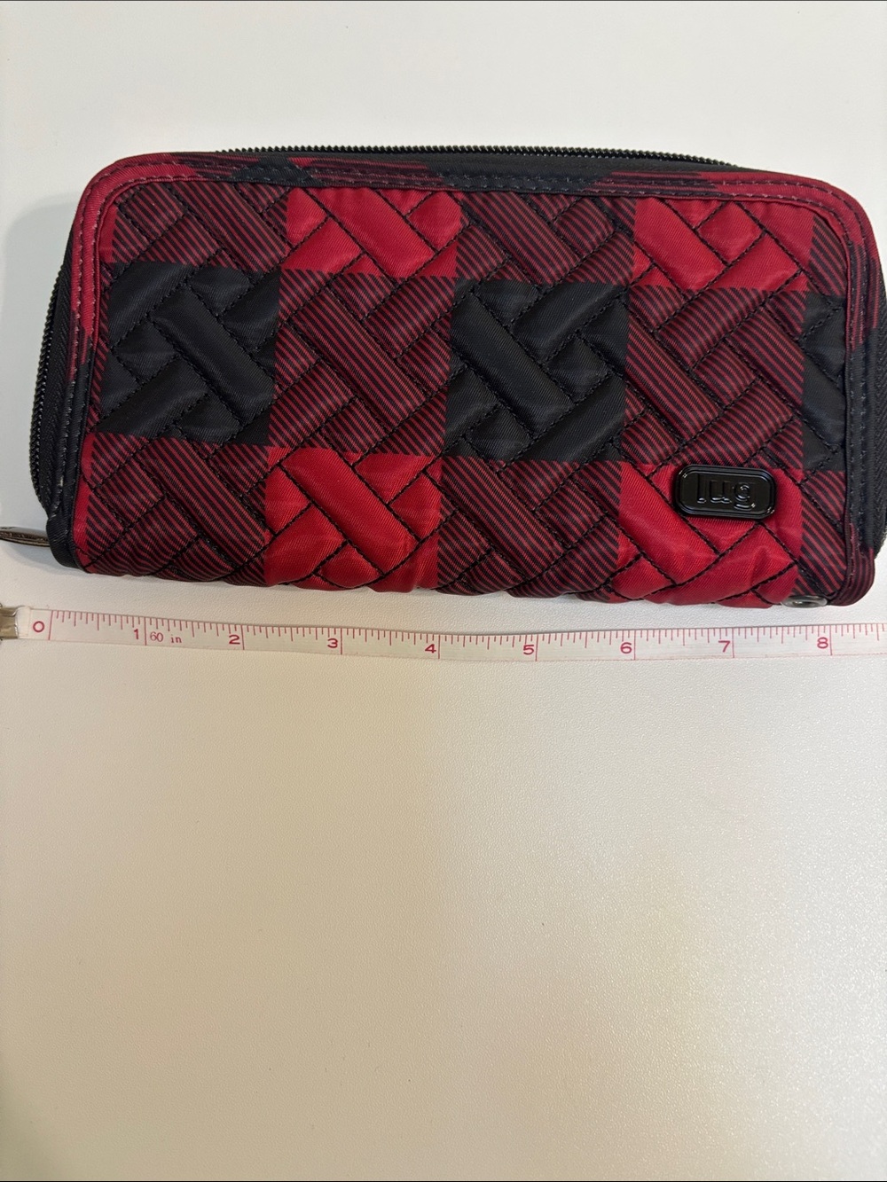 lug Handspring Red and Black Quilted Checkered Zip Wallet - Picture 7 of 8